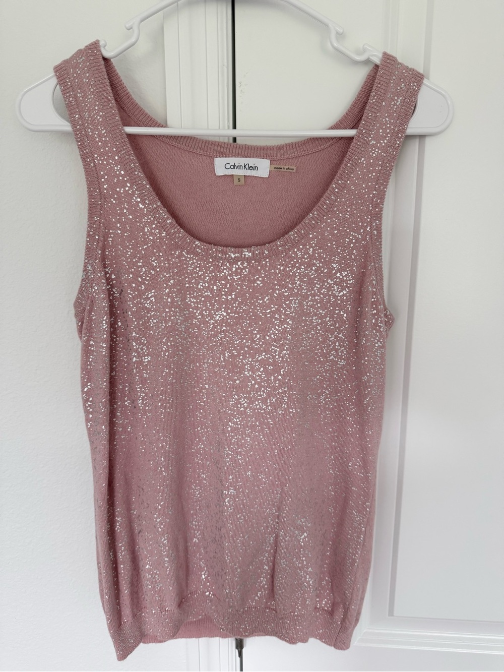 Calvin Klein Dusty Rose Sequin-Effect Tank Top